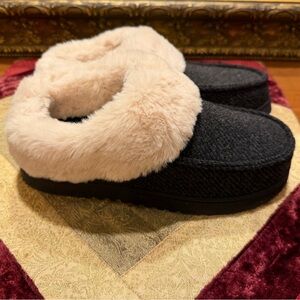 Dearfoams NEW! Charcoal & Shearling Women's 7/8 Cozy Memoryfoam Slippers
